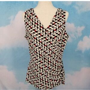 White House Black Market Sleeveless Geometric Print Surplice Top Size XL